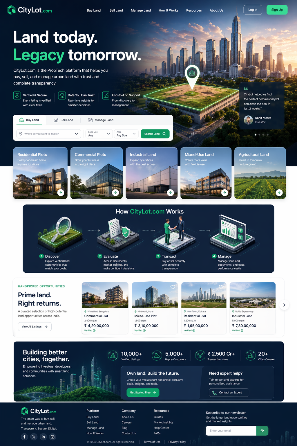 CityLot urban land and PropTech platform concept